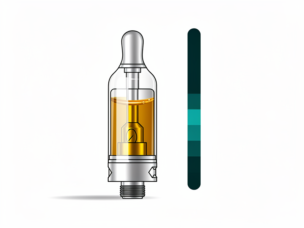 Vape cartridge cross-section showing hemp oil concentration
